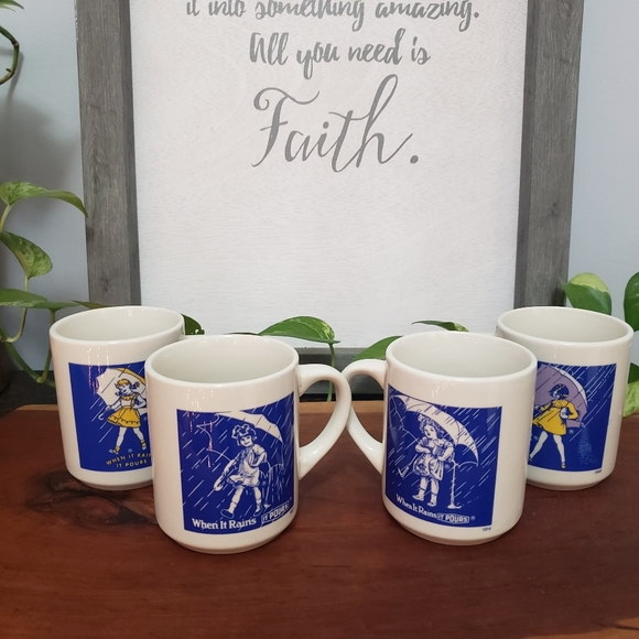 Vintage set of Morton Salt coffee mugs Set of 4 - Picture 10 of 11